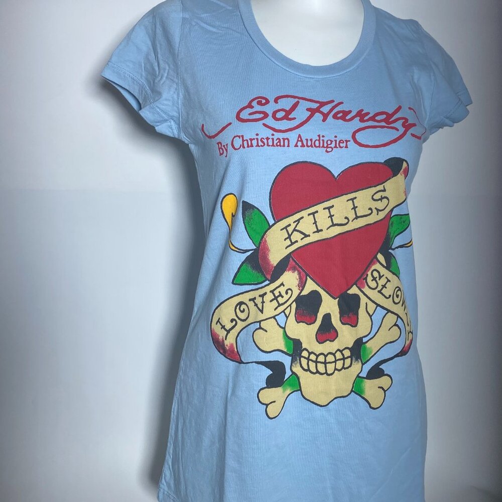 Ed Hardy Authentic Vintage Women's S/S T-shirt Tunic Love Kills Slowly S M L
